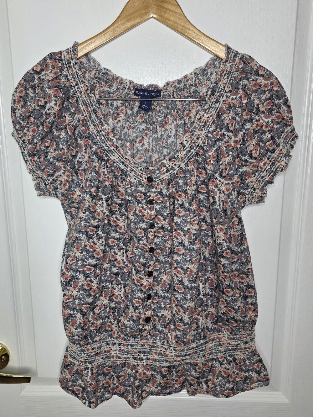 100% Cotton Cottagecore Bandolino Floral Top SZ L